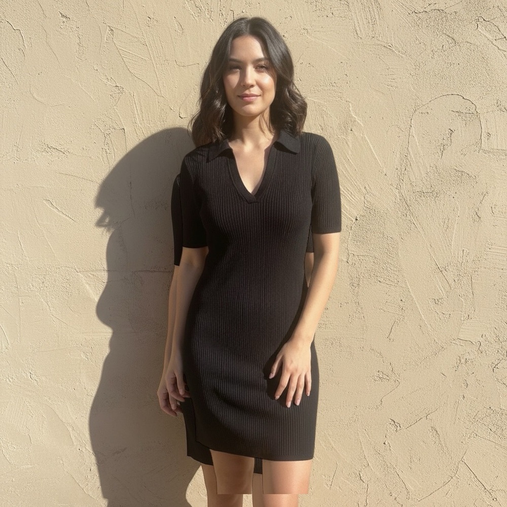 NWT Ava & Viv Black Charcoal Ribbed Dress Size XL